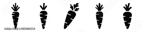 Collection of  carrot silhouette icon set. cooking vector icons illustration