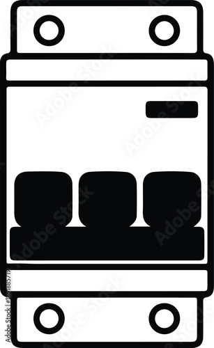 Silhouette of an electrical circuit breaker panel with three switches Vector Illustration