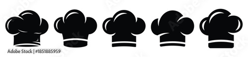 Collection of  chef hat silhouette icon set. cooking vector icons illustration