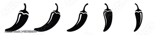Collection of  chili pepper silhouette icon set. cooking vector icons illustration