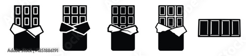 Collection of  chocolate bar silhouette icon set. cooking vector icons illustration