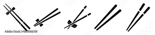 Collection of  chopsticks silhouette icon set. cooking vector icons illustration