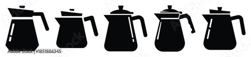 Collection of  coffee pot silhouette icon set. cooking vector icons illustration