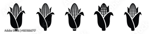 Collection of  corn cob silhouette icon set. cooking vector icons illustration