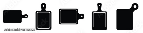 Collection of  cutting board silhouette icon set. cooking vector icons illustration
