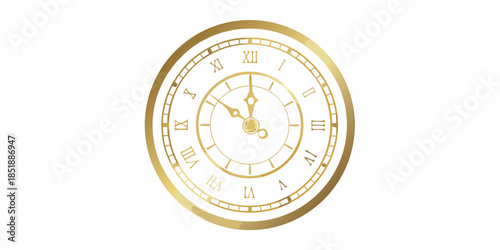 Elegant golden pocket watch displaying time with roman numerals and detailed design