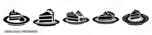 Collection of  dessert plate silhouette icon set. cooking vector icons illustration