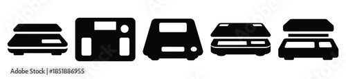 Collection of  digital scale silhouette icon set. cooking vector icons illustration