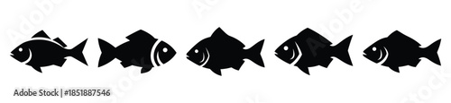Collection of  fish silhouette icon set. cooking vector icons illustration