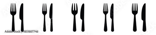 Collection of  fork and knife silhouette icon set. cooking vector icons illustration