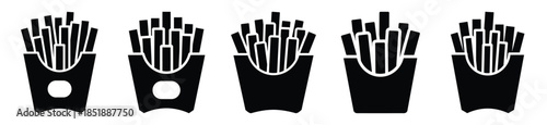 Collection of  french fries silhouette icon set. cooking vector icons illustration