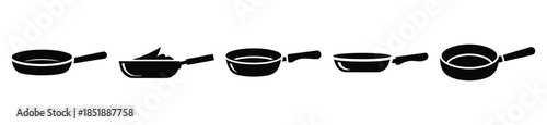 Collection of  frying pan silhouette icon set. cooking vector icons illustration