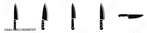 Collection of  kitchen knife silhouette icon set. cooking vector icons illustration