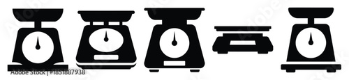 Collection of  kitchen scale silhouette icon set. cooking vector icons illustration