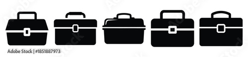 Collection of  lunch box silhouette icon set. cooking vector icons illustration