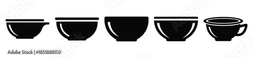 Collection of  mixing bowl silhouette icon set. cooking vector icons illustration