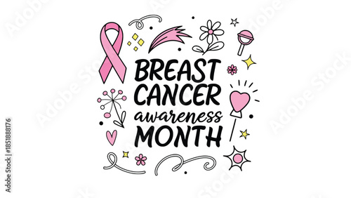 Breast Cancer Awareness Month pink ribbon illustration