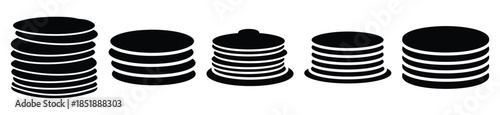 Collection of  pancake stack silhouette icon set. cooking vector icons illustration