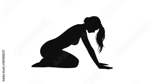 Silhouette of woman in dynamic kneeling pose
