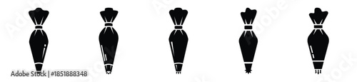 Collection of  pastry bag silhouette icon set. cooking vector icons illustration
