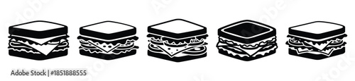 Collection of  sandwich silhouette icon set. cooking vector icons illustration
