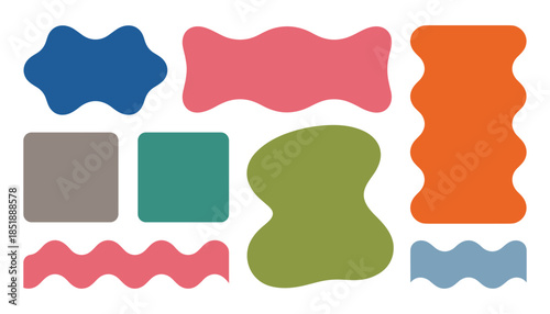 Colorful abstract shapes on white background 