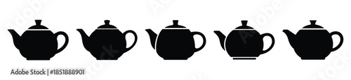 Collection of  teapot silhouette icon set. cooking vector icons illustration