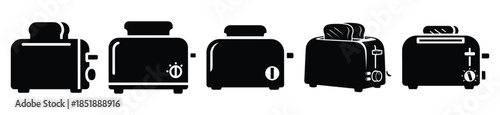 Collection of  toaster silhouette icon set. cooking vector icons illustration