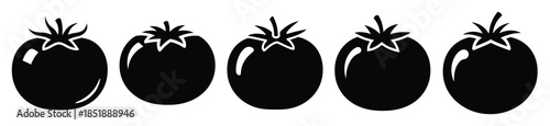 Collection of  tomato silhouette icon set. cooking vector icons illustration