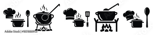 Collection of  traditional cooking silhouette icon set. cooking vector icons illustration