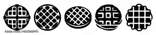 Collection of  waffle silhouette icon set. cooking vector icons illustration