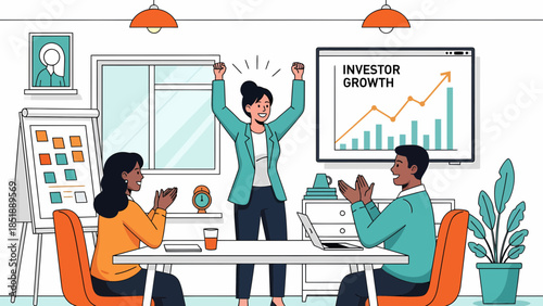 Business Team Celebrating Success in Office.