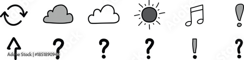 Weather icons and symbols isolated on transparent background