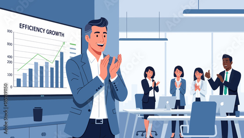 Businessman Standing in Front of Colleagues.