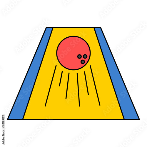 Flat Illustration Bowling Alley Ball and Pins Sport Competition Game
