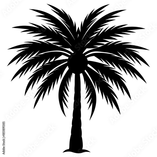 Palm tree silhouette illustration, bold black shape, modern stock vector