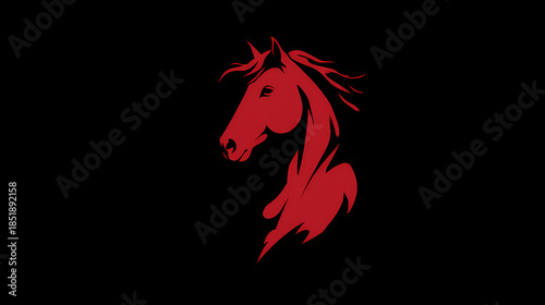 Silhouetted Red Horse Side View Minimalist Nature Logo