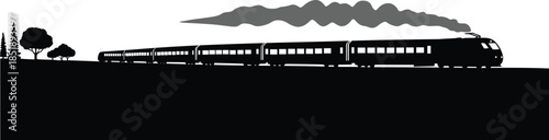Silhouette of Passenger Train on Landscape Horizon