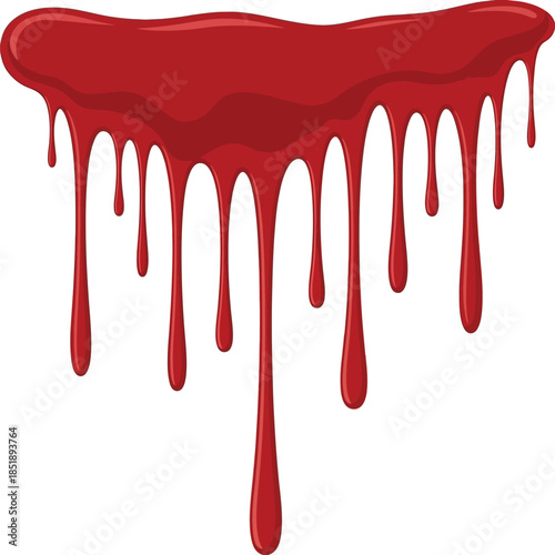 Dripping red blood illustration isolated on white background
