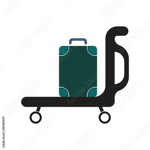 Luggage on a cart isolated on transparent background, isolated on white background, Vector, illustration
