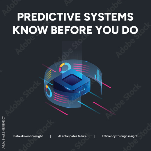 Abstract 3D Data Visualization Cube Representing Predictive Systems and AI Anticipating Failure Concept