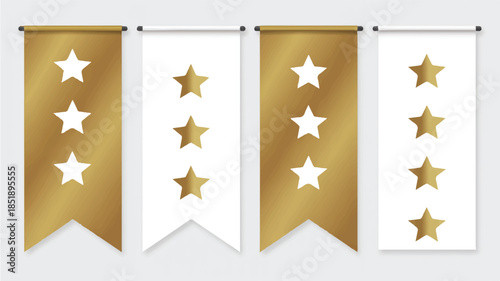 modern minimalist vector, silk golden, stars arranged as clean banner layout, luxury rating design with smooth shine and elegant symmetry
