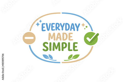 Everyday made simple logo with checkmark and minus sign in blue and green design