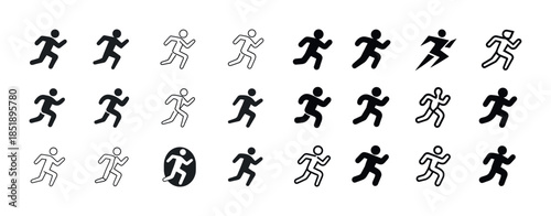 Diverse running icons collection: simple, stylized, bold designs