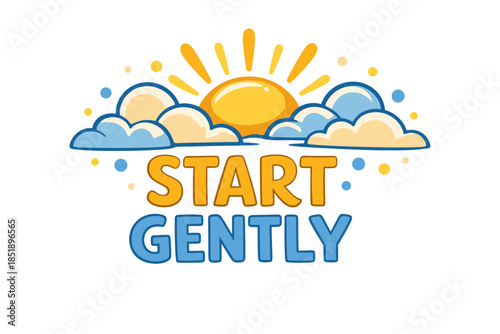 Start gently motivational sunrise with clouds and sunbeams