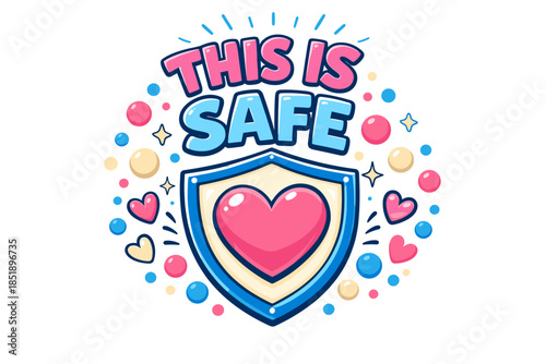 Colorful heart with shield symbolizing safety and protection