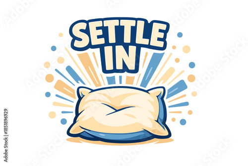 Settle in pillow graphic with playful dots and lines