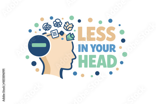 Simplified mind concept: minimalist approach with iconic imagery and text