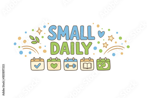 Small daily routine icons for health and organization