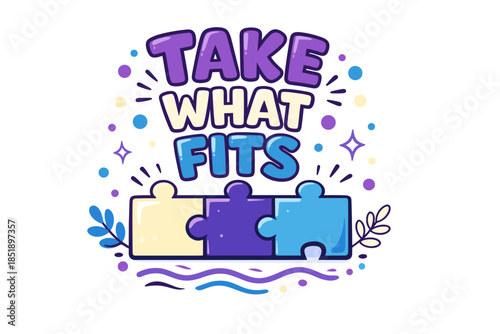 Colorful puzzle pieces with motivational quote typography art